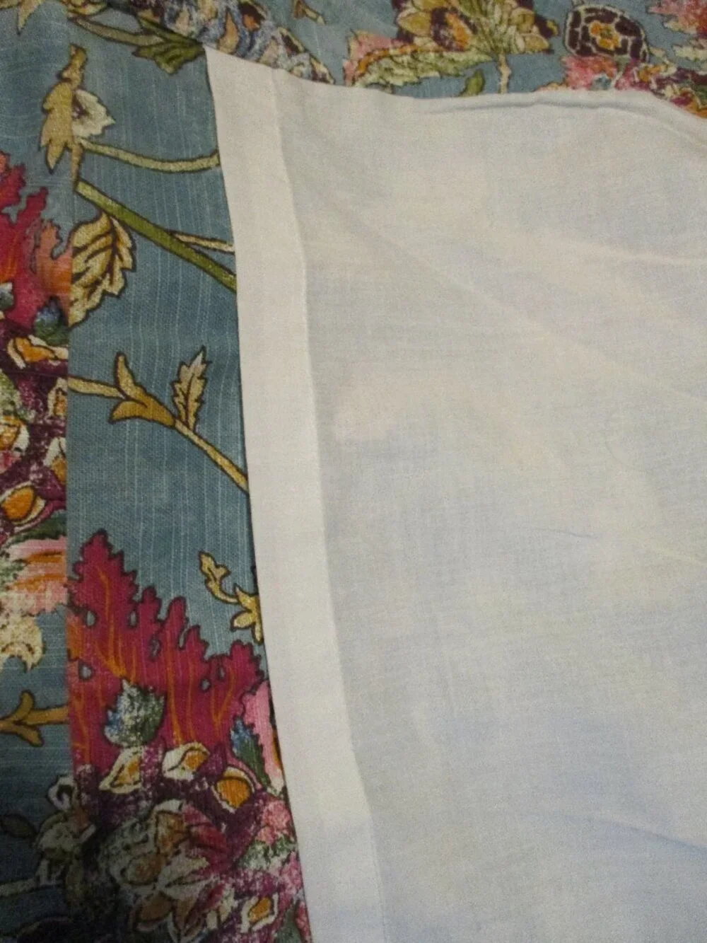 Genevieve Aqua Floral Cotton Sleeve Top Curtains Set Of 2 panels 48 x 96